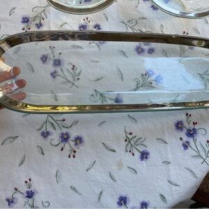 Trio of AnnieGlass silver edge glass dishes